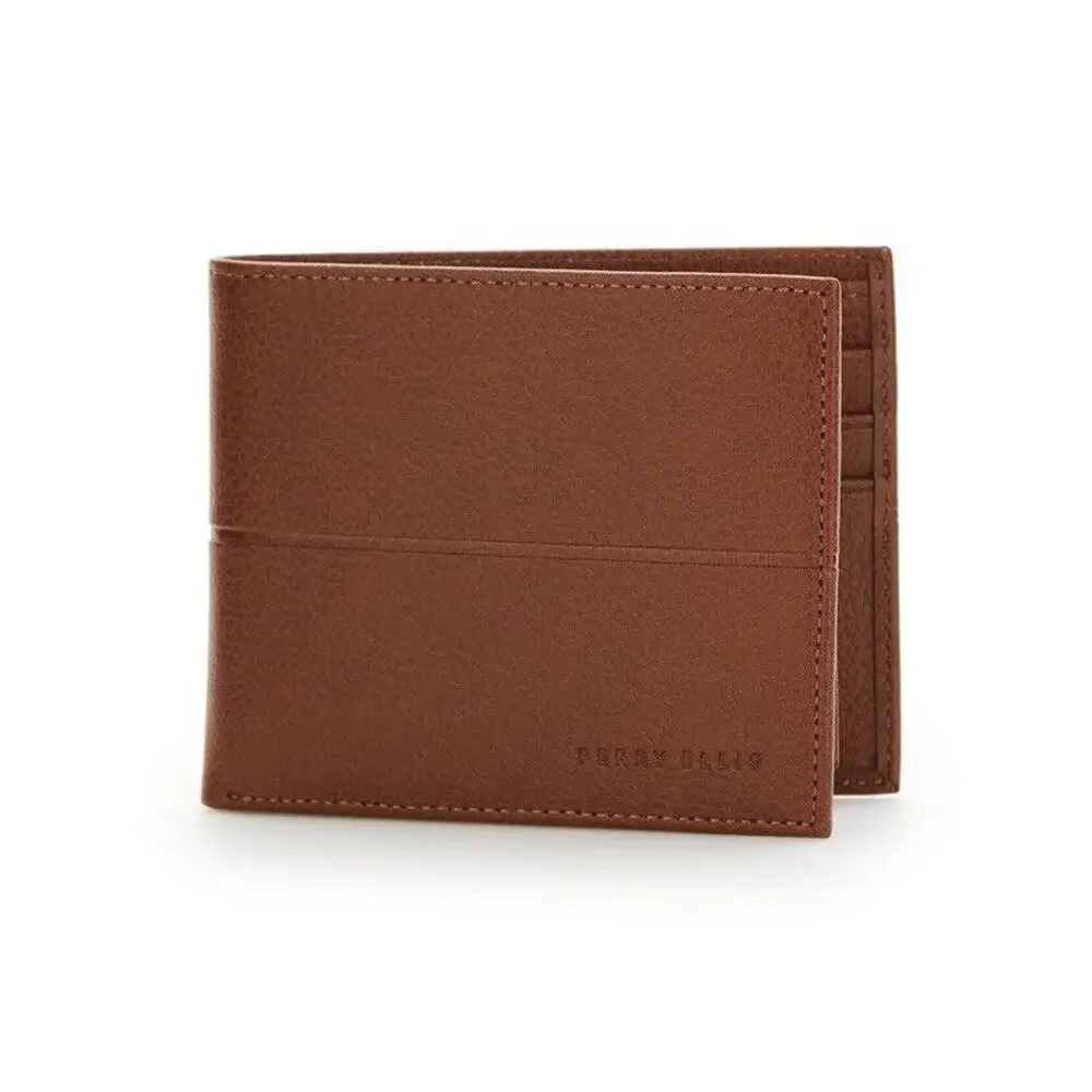 PERRI ELLIS Men’s Faux Leather Trifold Passcase Wallet Color Lugg